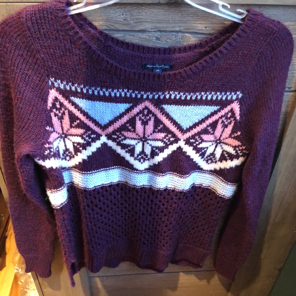Burgundy Sweater with Argyle design